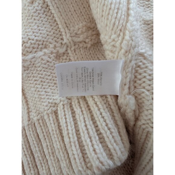 Talbots Petite Womens Open Front Cable Knit Cardigan Sweater Ivory LP Wool Blend - Picture 5 of 5